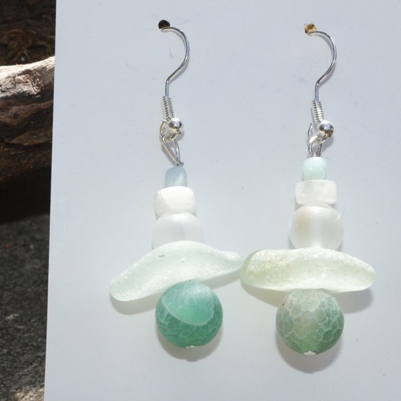 Ocean Tumbled Sea Glass Earrings - Picture 2 of 3